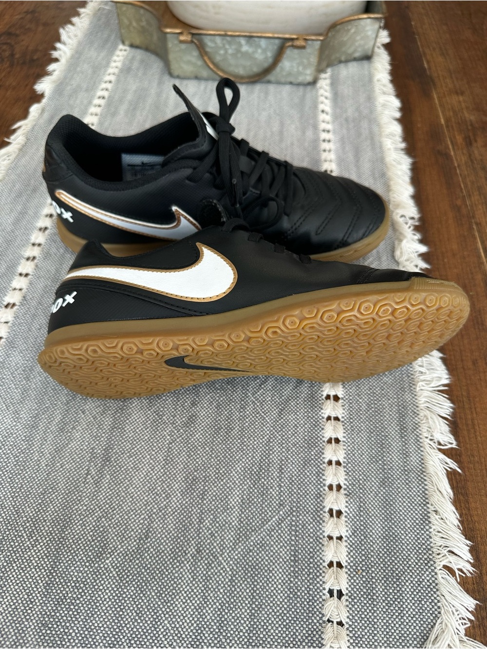 Nike Men’s Black, White & Gum Indoor Soccer Sneakers